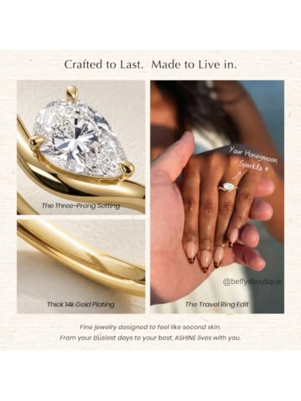 14K Gold Plated Pear CZ Solitaire Engagement Ring
